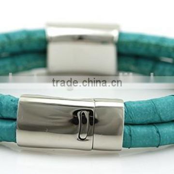 2015 logo can be customized bio magnetic genuine braided leather bracelet for ladies