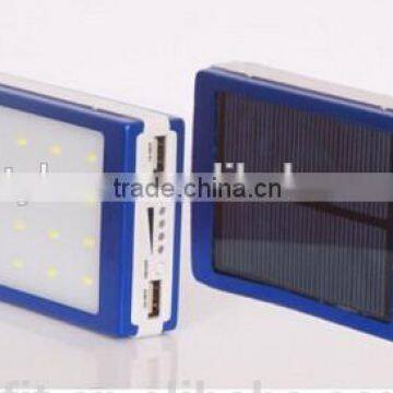 6000mah LED camping light solar charger with dual USB output solar powered battery bank