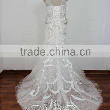 Real Sample Mermaid Heavy Beaded Plus Size Wedding Dress Crystal Embroidery photo-4