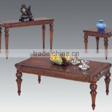 CF30003 Unique Carved leaves scrolls wreaths turned legs Coffee End Sofa Table Sets