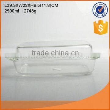 whole sale L39.3cm clear rectangular pyrex glass baking dish with glass cover