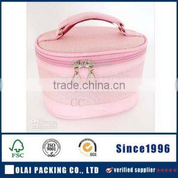 2015 fashion pink satin cosmetic bag wholesale