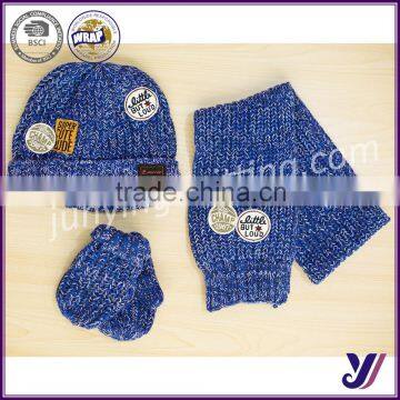 High quality children knitted wool felt beanie hat scarf glove set factory sales (can be customized)