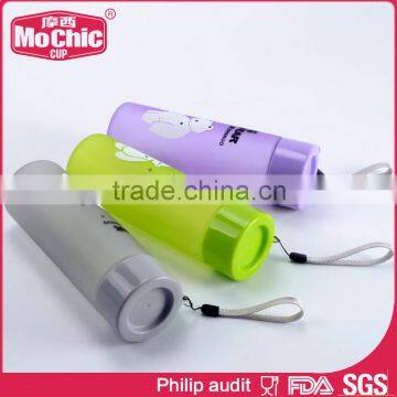 Mochic 500ml BPA Free Water Bottle for Travel / Lovely Cartoon Plastic Water Bottle, Frosted Water Bottle With Sling for Gift