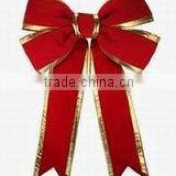 HOT SALE 24 inch Giant Outdoor Red with Gold Edge Trim Christams Holiday 3d Structural Velvet bow