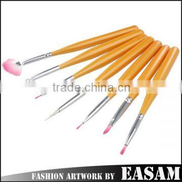 Easam 7pcs Golden wood handle nail brush set