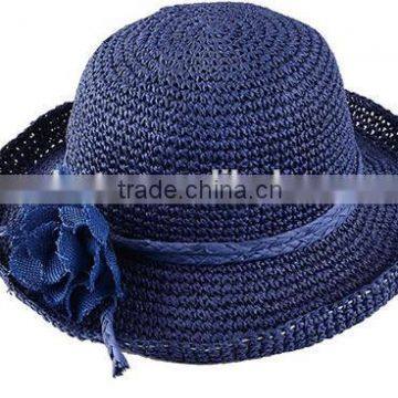 Zhejiang manufacture promotional crochet straw hats for summer