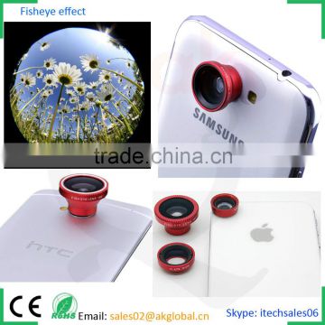 2016 New Gadgets Camera Lens Kit 3in1 fisheye wide angle macro optical lens for iphone htc samsung nokia