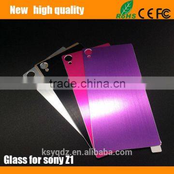 2.5D Titanium Alloy Brushed Metal Tempered Glass Screen Protector Guard for SONY Z1 Front + Back photo-4
