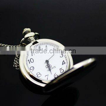 Ladies White Silver Lady Necklace Girls Pendant Women Quartz Pocket Watch, Dia 1.77", Chain 31.5" HN1309