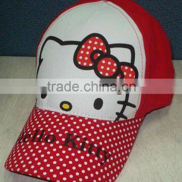 Hello kitty baseball cap with water print and metal buckle