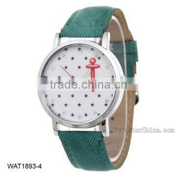 2016 Personalized Anchor Navy Blue Jean Wristwatch Canvas Wrist Watch photo-4