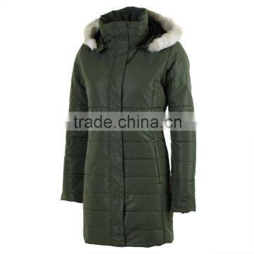 Womens Faux Fur Strimming Hooded Duck Down Jacket