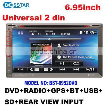 Univeral size 6.95" touch screen car dvd player with fm am radio, gps navigation,tv tuner,bluetooth,