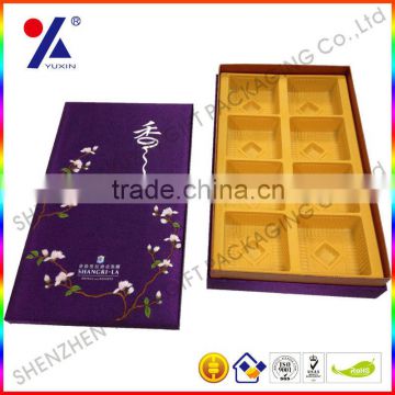 Color cloth covered mooncake box ,with logo embroidery ,high quality ,nice design ,customized size