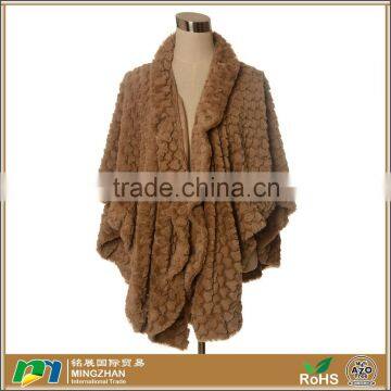 Soft Long Faux Fur Brown Scarf Shawl Wrap Stole Cape for Women