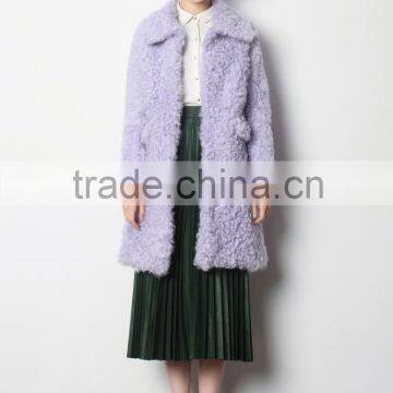 Kalgan Lamb Sheep Skin Fur Coats for Elegant Women