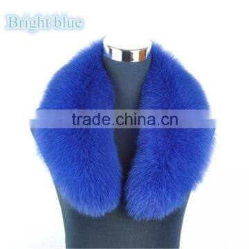 Big Bright Blue Fox Fur Shawl Collar for Ladies Clothes