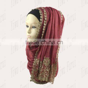 Fashion Graceful Wholesale New Style Lace Charming Shawl Wrap Viscose Shimmer Hijab Glitter Scarf photo-2