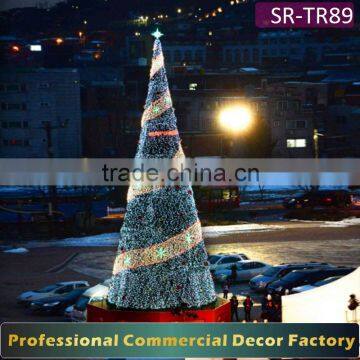 Customize 9m 12m 15m 20m giant outdoor lighted Spiral christmas tree for plaza