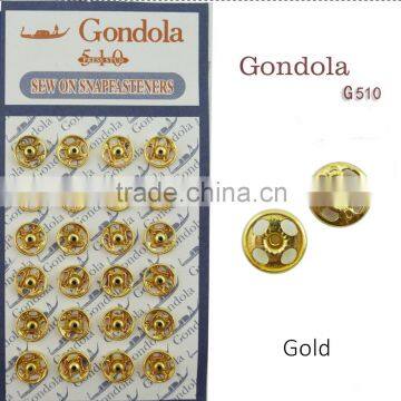 Gold snap fastener pearl snap fastener press metal snap button wholesale