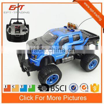 Kids rc car 1/10 big wheel remote control truck toy with charger