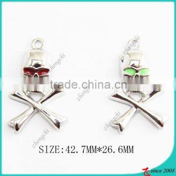 zinc alloy silver skull charm accessories necklace ,bracelet and key chain