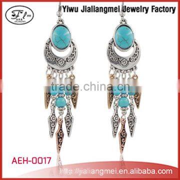 Fashion Feather Tassels Silver Hook Earring Cheap Jewelry Stud Earrings