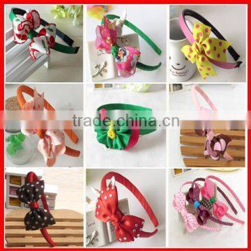 beautiful &colorful girl satin ribbon headband,hairband, headwear for wholesale