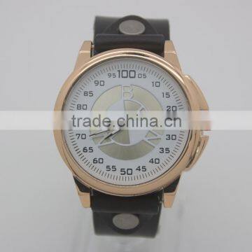 custom your owner logo big leather band men charm vintage watch relogio masculino