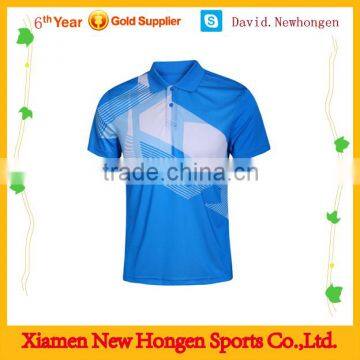 Newest design blue and white badminton jersey