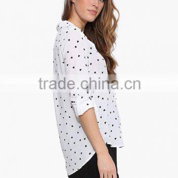 Womens V-neck Short Sleeve Casual Heart Print Tops Blouse photo-2