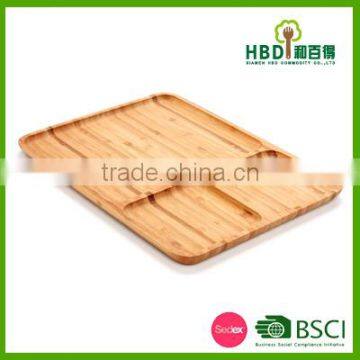 Bamboo Square Plate,wooden Compartment Tray for Sale