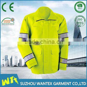 fluo yellow safety working jackets warm reflective men jackets heavy winter jackets clothing