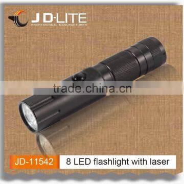 8 LED laser flashlight torch with laser pointer in middle