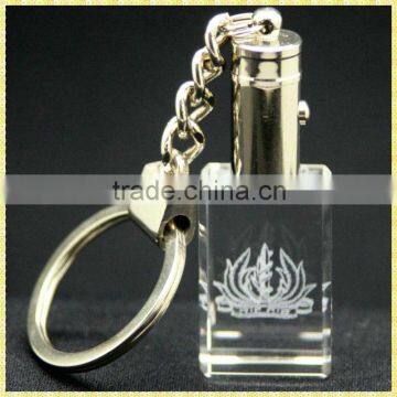 Hot Sale Crystal Glass Cube 3D Laser Keychains For Company Souvenirs