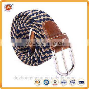 2016 new arrival fashionable casual elastic belt braided stripe polyester woven belt