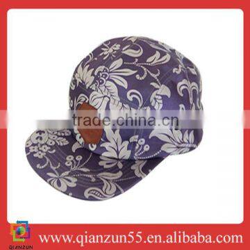 custom fold brim and flower printing cap