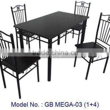 Classic Simple Black Colour Metal Dining Room Sets Furniture With Table And Chairs In 1+4 For Home