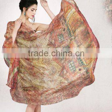 Custom Digital Print 100% Silk Gauze Scarf photo-4