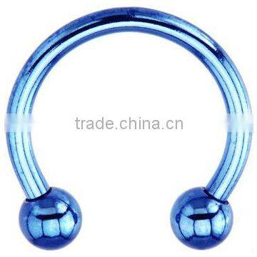 14 Gauge Blue Electro Titanium Horseshoe body jewelry