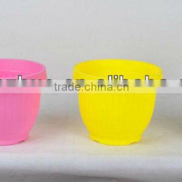 colorful plastic flower pots