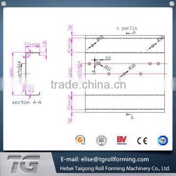 2015 Fully automatic cold steel strip profile c z purlin roll forming machinery