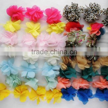 19colors Barcode bud silk chiffon flowers lace trimming