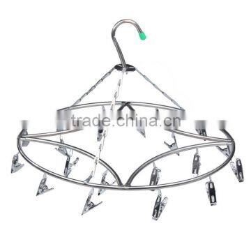 Stainless Steel Laundry Hanger Clothes Socks Hanger Shorts Underwear Drying Rack Hanger 20 Clips Laundry Racks