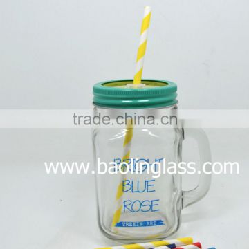 Glass mason jar mugs