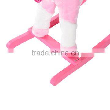 Qaba Kids Lovely Plush Pink Rocking Horse Pony w/ Realistic Sounds Kids Rocking Chair photo-5