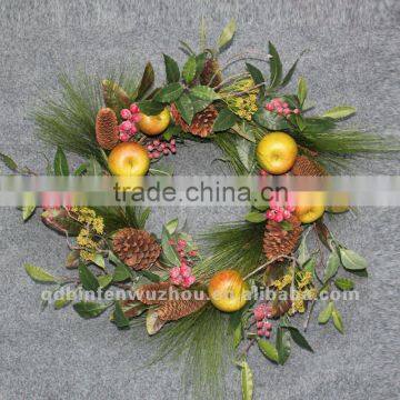 New Arrival Artificial Florals and Apple Berries Wreath,artificial Fruit Collections