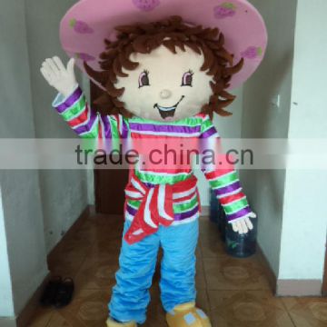 Hola cartoon strawberry girl costume/mascot costume for sale