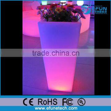 pe material garden illuminated planter vase, rgb color changing led tall flower pot